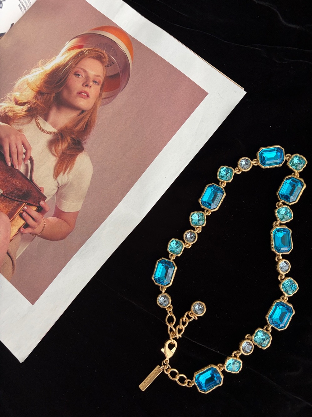 Oscar de la Renta Classic Crystal Necklace (only the necklace) O7- Blue